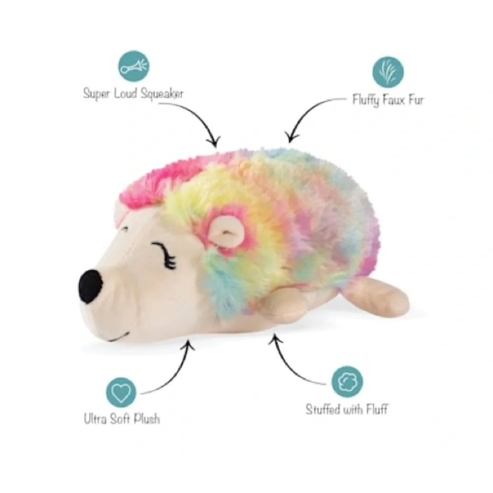 🔥HP🔥Rainbow Hedgehog Plush Toy Squeaker for dogs🐶